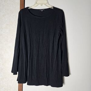Eileen Fisher Jersey Knit Long Sleeve Crew Neck Women's Size Small Black
